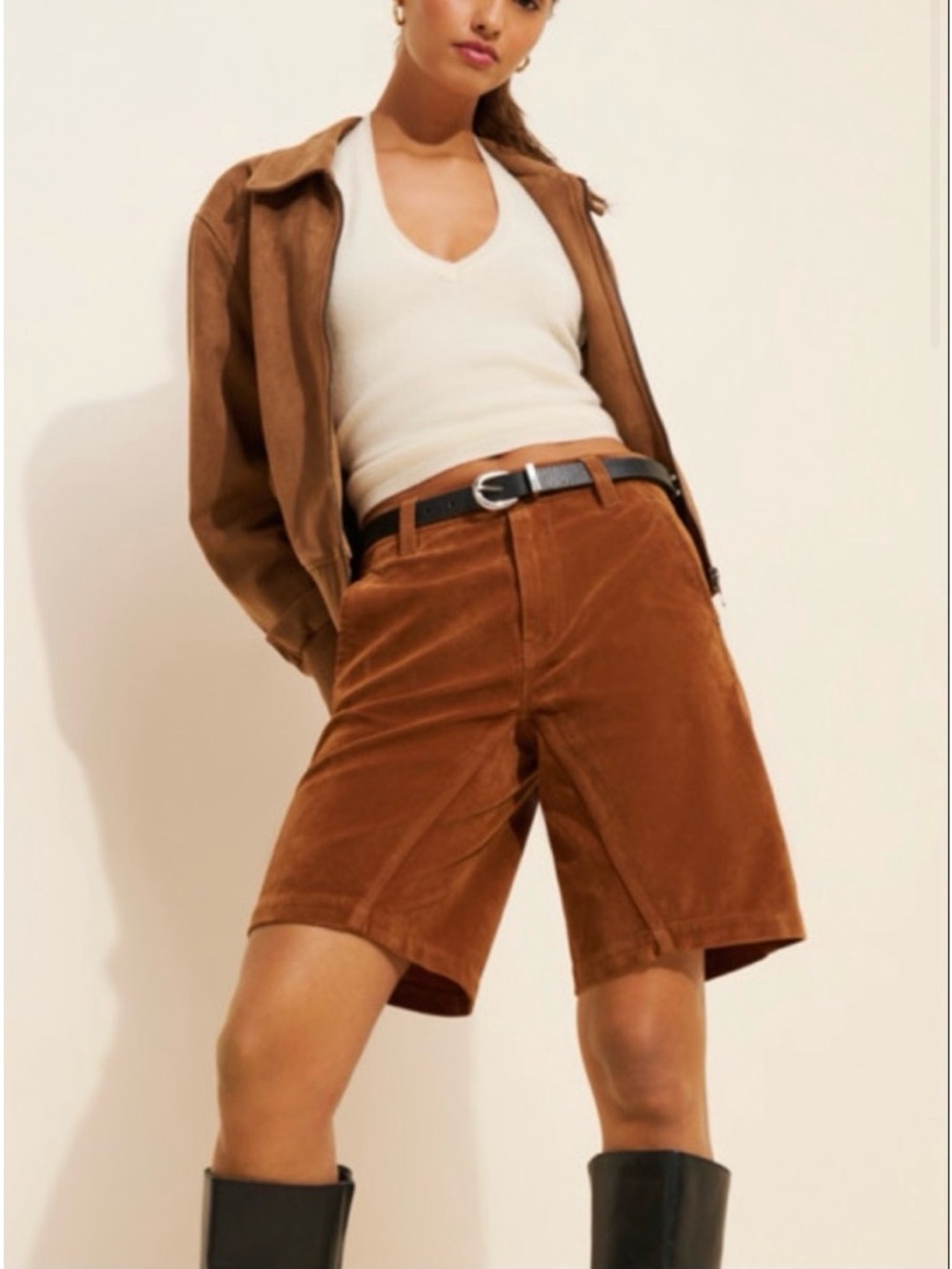 Free People We The Free Dylan Vegan Suede Shorts Brown NWT